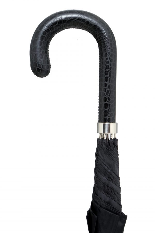 GBT-Pressed  Black Leather Crook-Handle